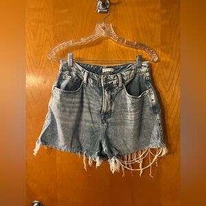 Good American Light Blue Distressed Jean Shorts